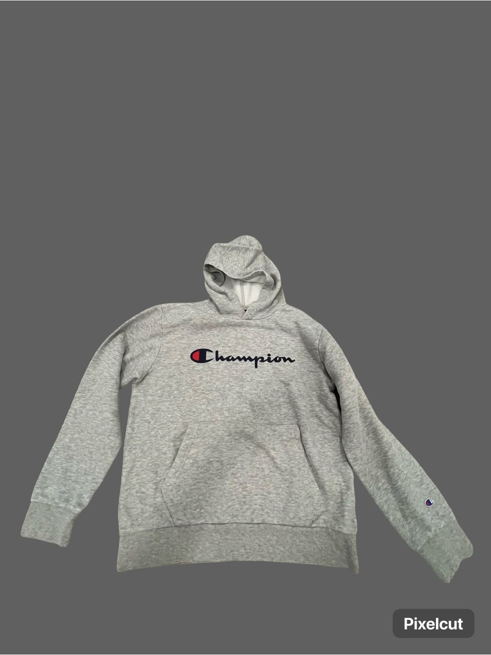 ◻️CHAMPION: Boy size M, gray logo hooded sweatshirt w/front pocket◻️